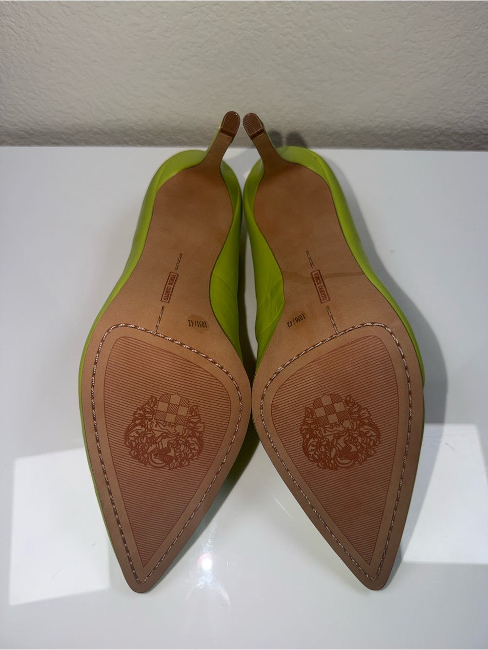 Vince Camuto Bright Lime Pointed-Toe Leather Pumps - Picture 5 of 5